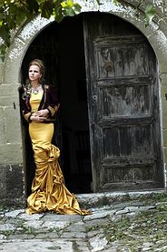 The world-famous soprano, Inva Mula, in clothing by Joni Peçi